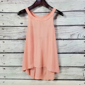 BKE red Women's Peach Sleeveless High Neck Halter Top Size Small Back Strap Deta